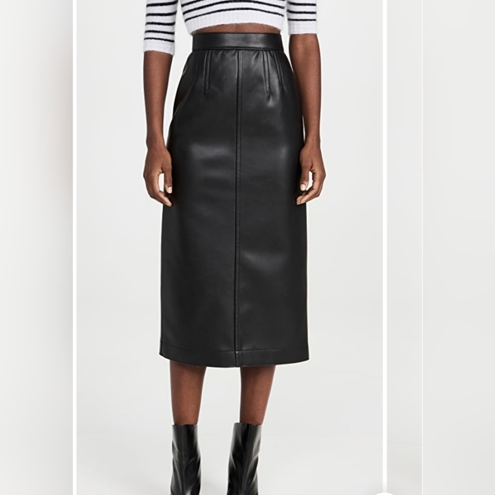 Julian K Genuine Leather Midi Skirt